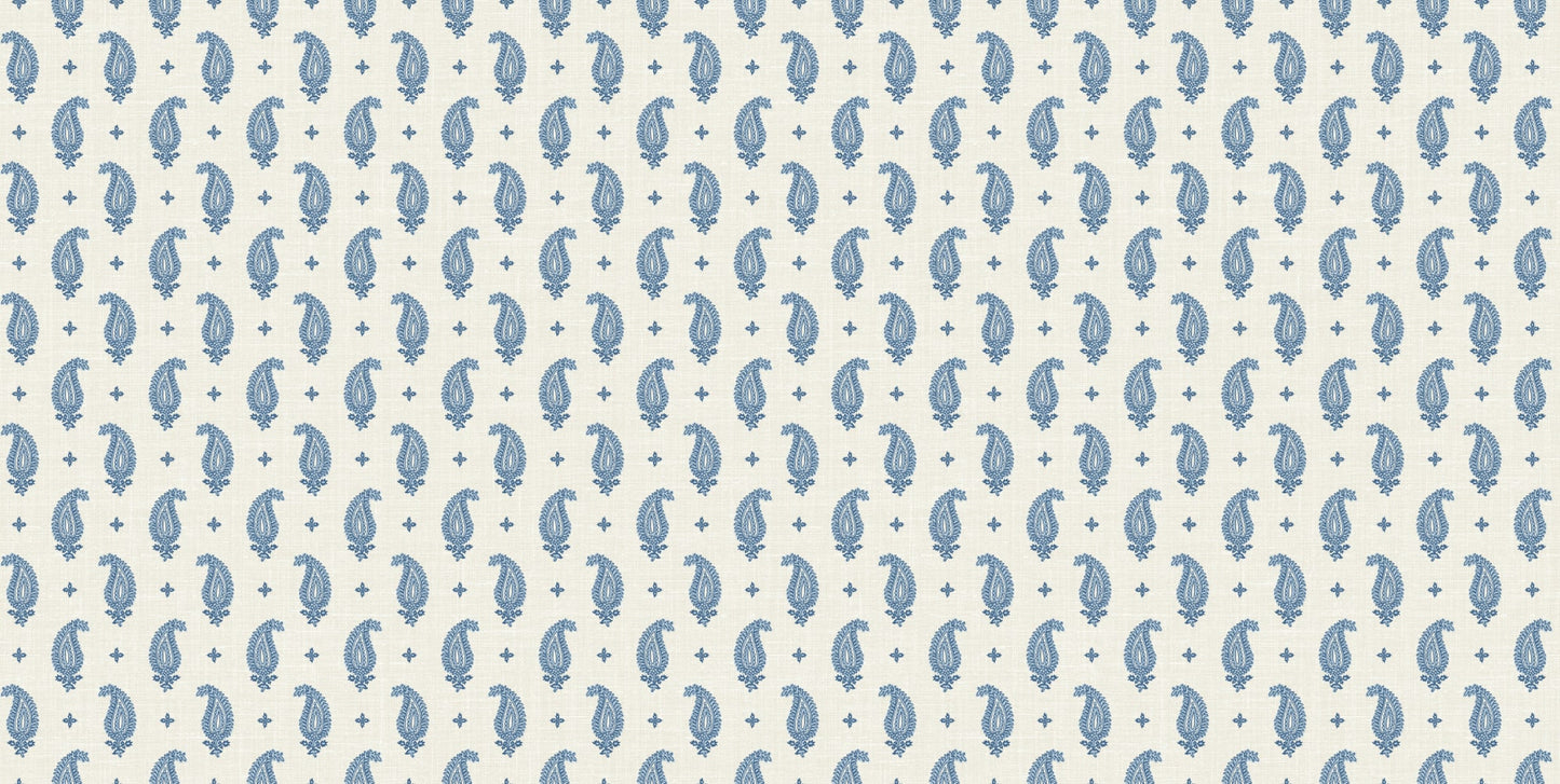 Seabrook Designs French Country Maia Linen Fabric Botanical Country Blue Matte Fabric - FC62712F