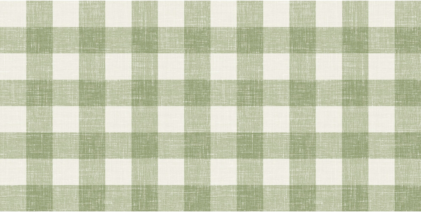 Seabrook Designs French Country Bebe Linen Fabric Plaid Country Green Matte Fabric - FC62904F