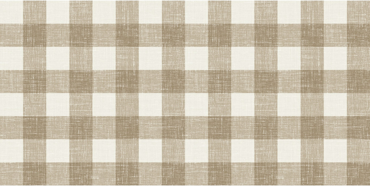 Seabrook Designs French Country Bebe Linen Fabric Plaid Country Brown Matte Fabric - FC62906F