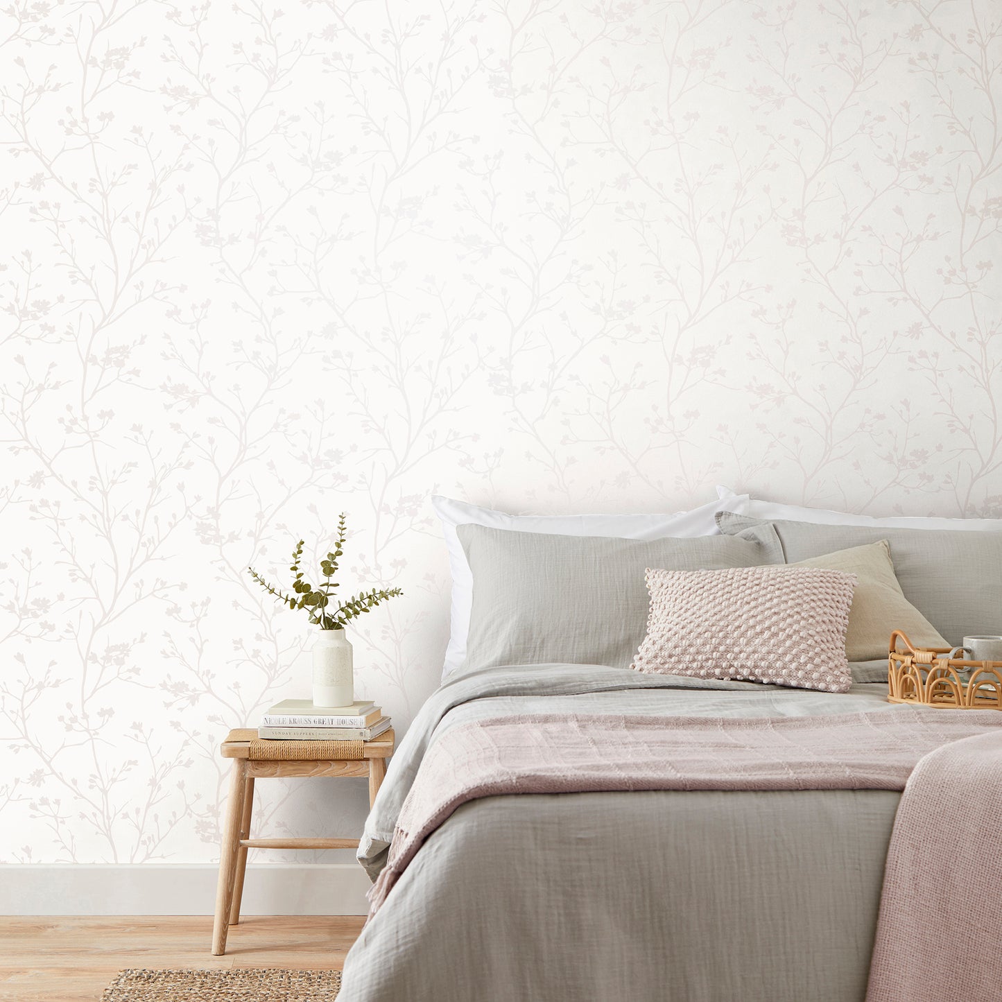 York Wallcoverings Fine Decor Cosima White Sprig Wallpaper Botanical Modern White Wallpaper - FD43786