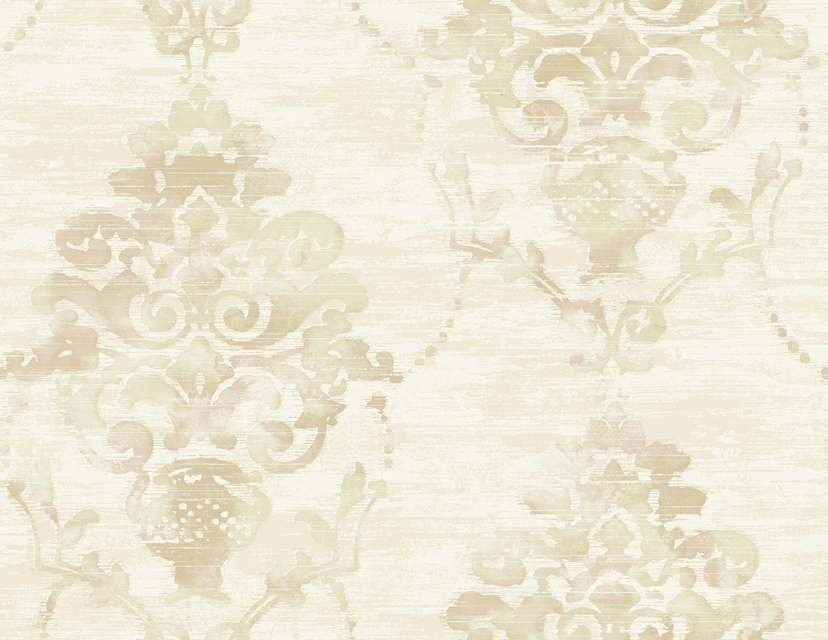 Seabrook Designs Damask Damask Contemporary Metallic, Tan, , Soft Peach - FI71004