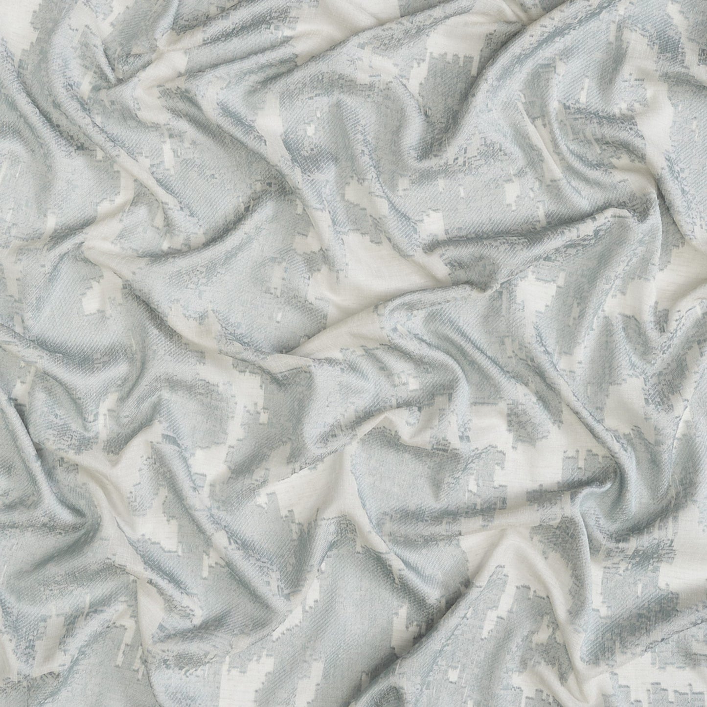 JF Fabrics FLUID 62 Fabric Texture, Abstract Blue, Turquoise, Ivory Wide Width, Sheer - 8932962 J9001