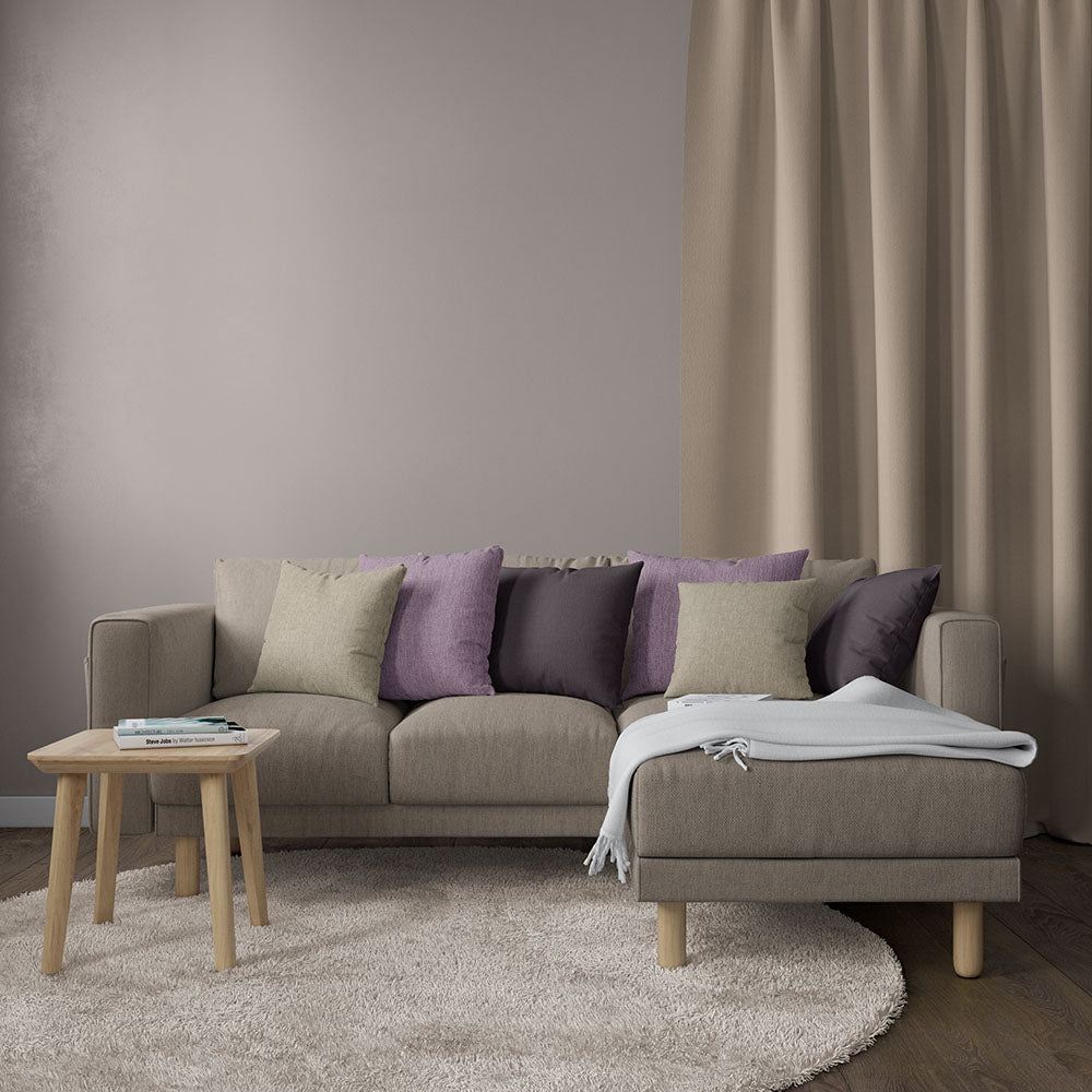 Buff solid fabric swatch with a smooth weave and light beige color.