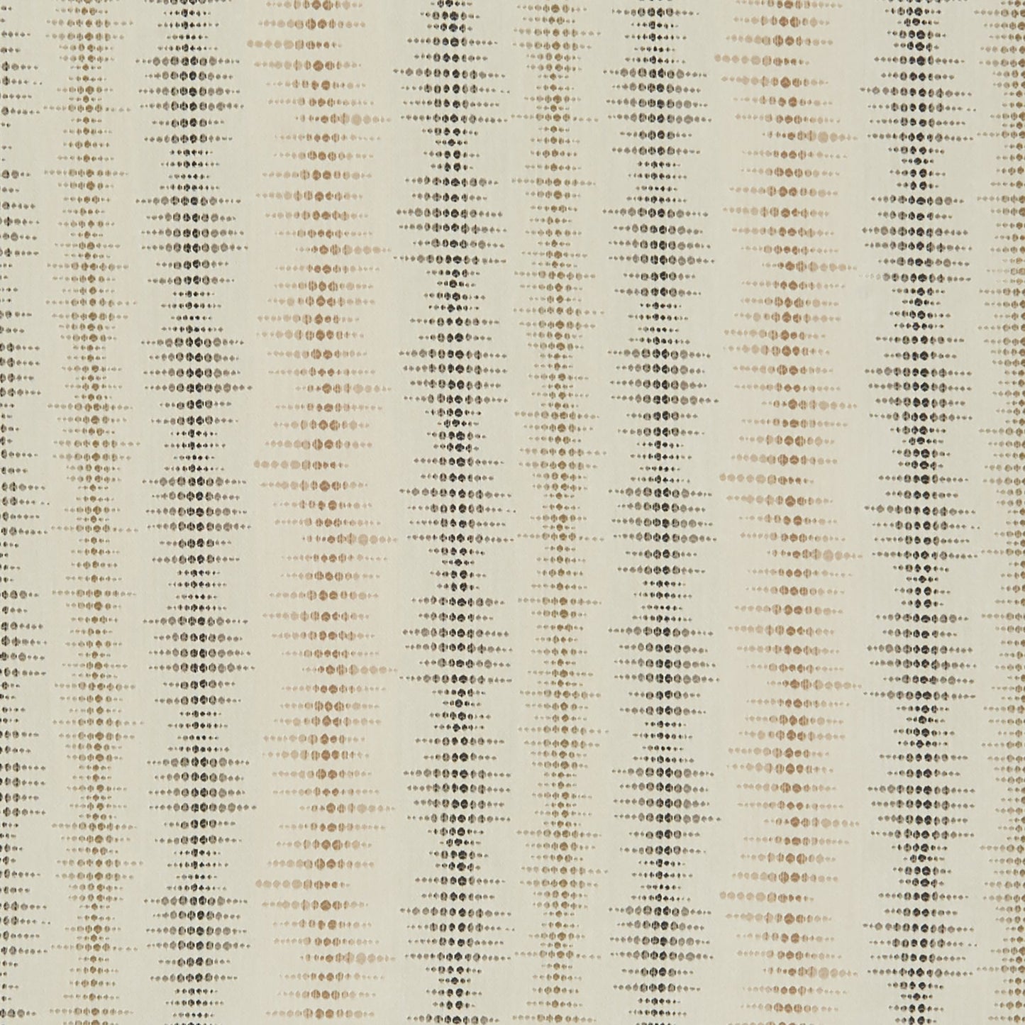 Beige fabric with vertical dotted stripes in brown and taupe, forming wave-like diamond motifs.