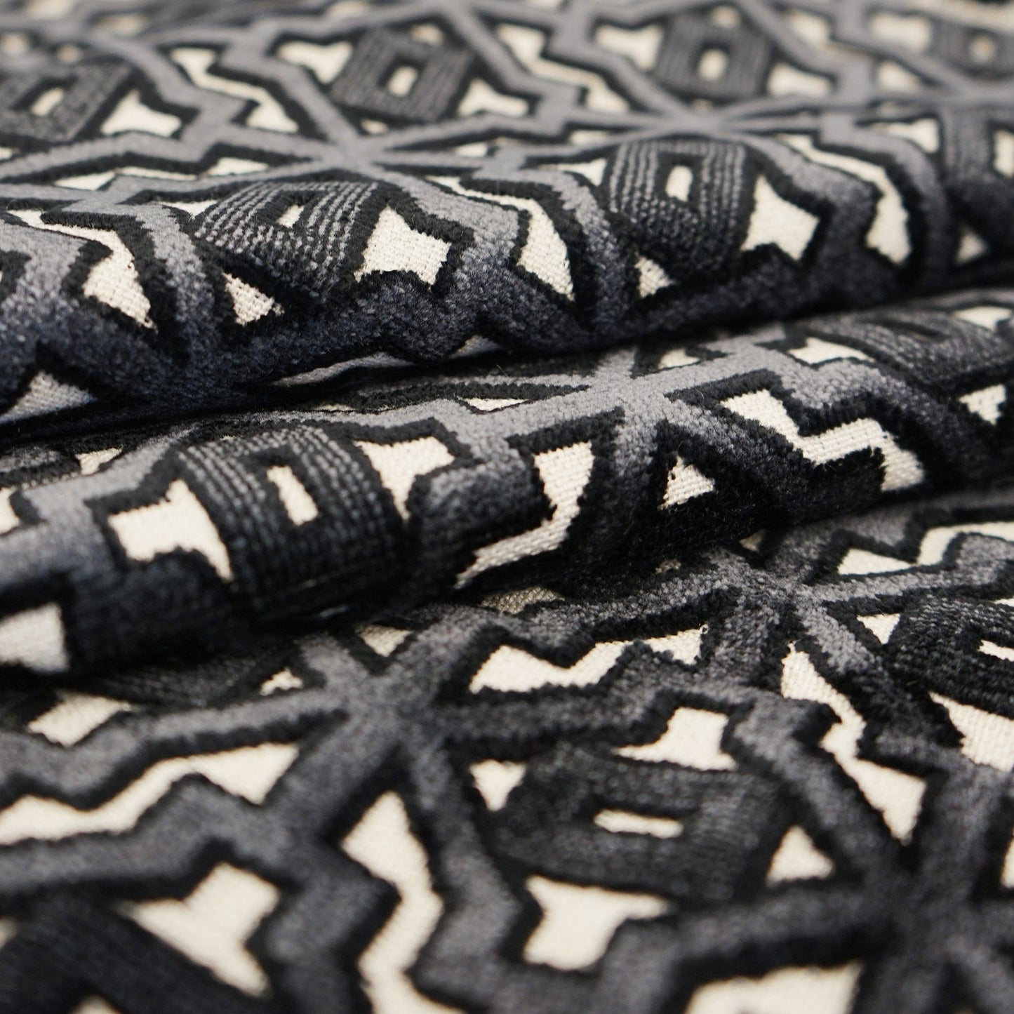 JF Fabrics JF Studio FOXTROT 99 Fabric Traditional,Transitional,Contemporary,Geometric Black Texture,Velvet - 5999699 SJ101