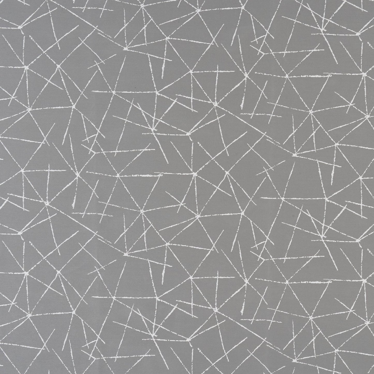 Gray background with a random white fracture-line network on fabric; modern geometric abstract pattern.