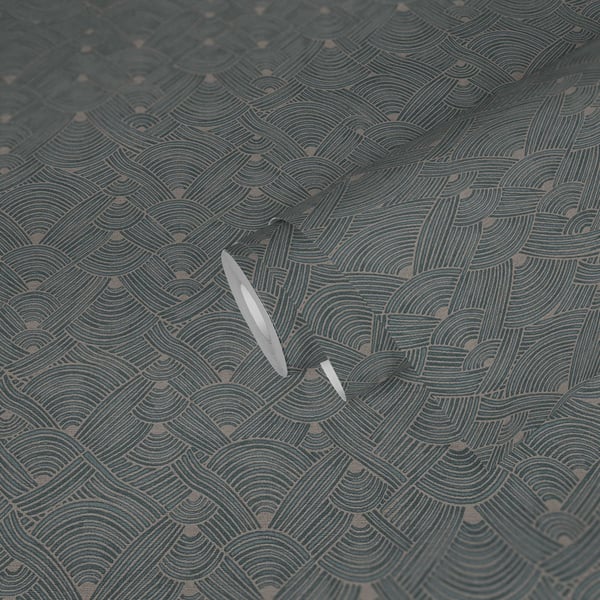 Galerie Wallcoverings Fusion Geo Swirl Motif Galerie Wallcoverings Blue - FS72038