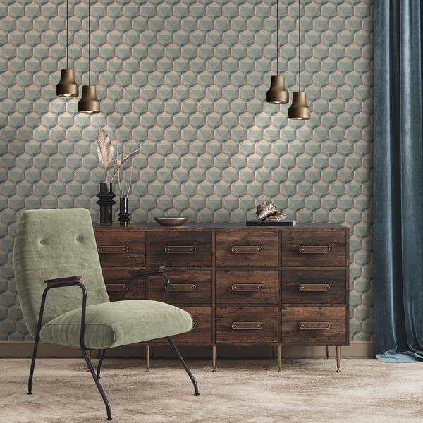 Blue Fusion Geometric Motif wallpaper.