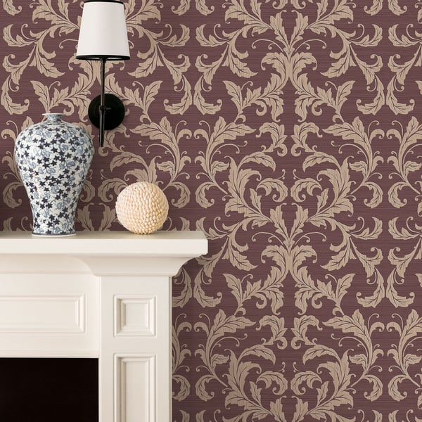 Galerie Wallcoverings Nordic Elements Linear Damask Galerie Wallcoverings Red - G34116