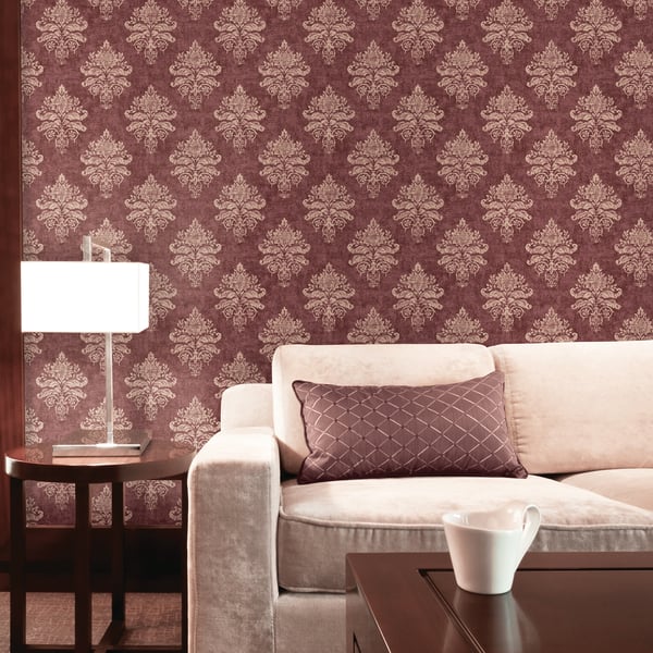 Galerie Wallcoverings Nordic Elements Damask Galerie Wallcoverings Red - G34158