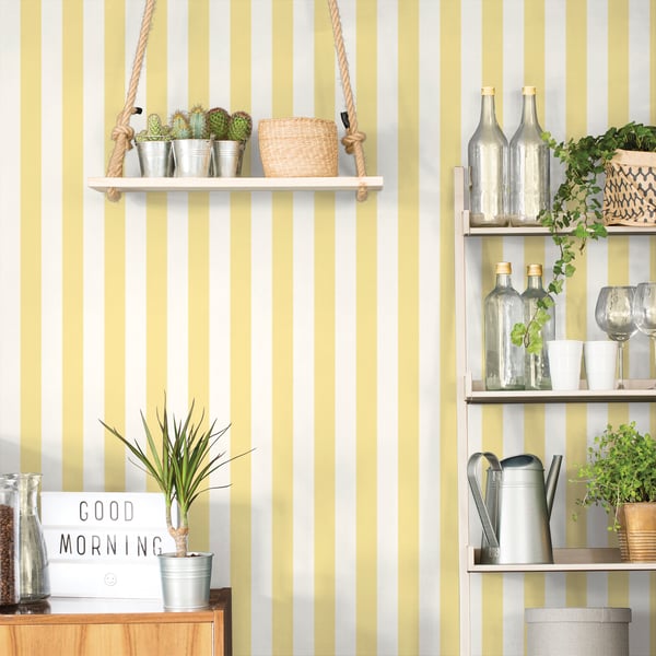 Galerie Wallcoverings Smart Stripes 3 Awning Stripe Galerie Wallcoverings Yellow - G45400
