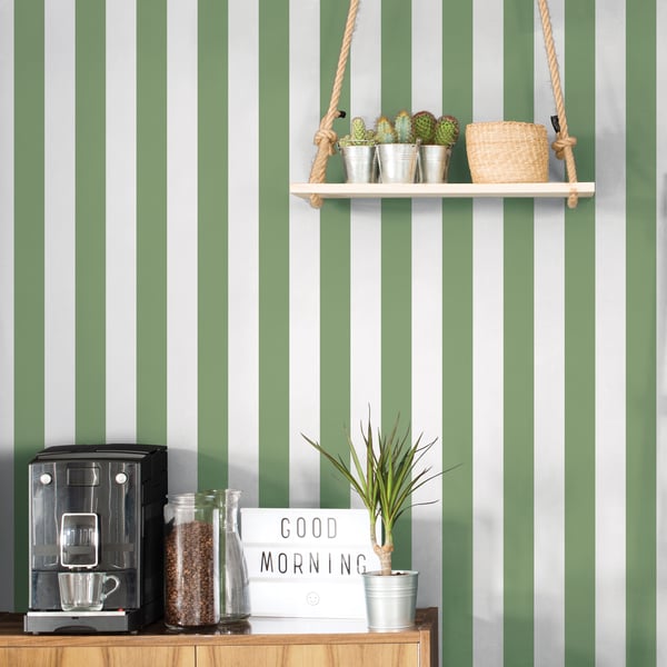 Galerie Wallcoverings Smart Stripes 3 Awning Stripe Galerie Wallcoverings Green - G45401