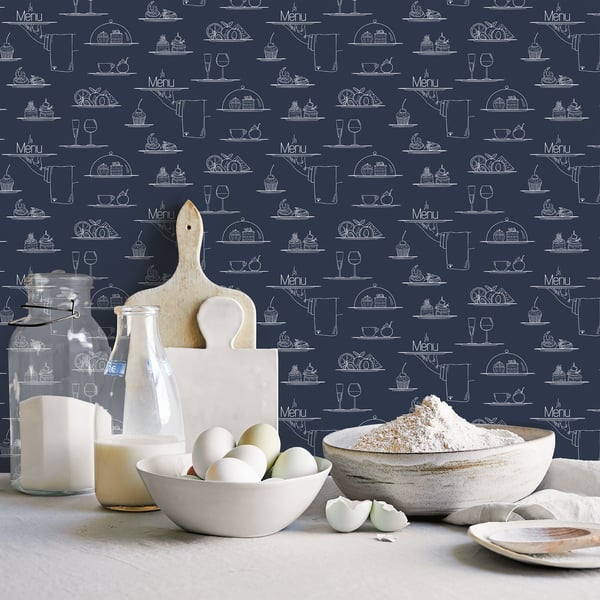 Galerie Wallcoverings Just Kitchens Chalkboard Menu Galerie Wallcoverings Blue - G45407