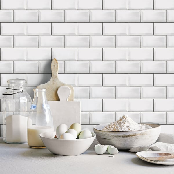 Galerie Wallcoverings Just Kitchens Metro Tile Galerie Wallcoverings White - G45445