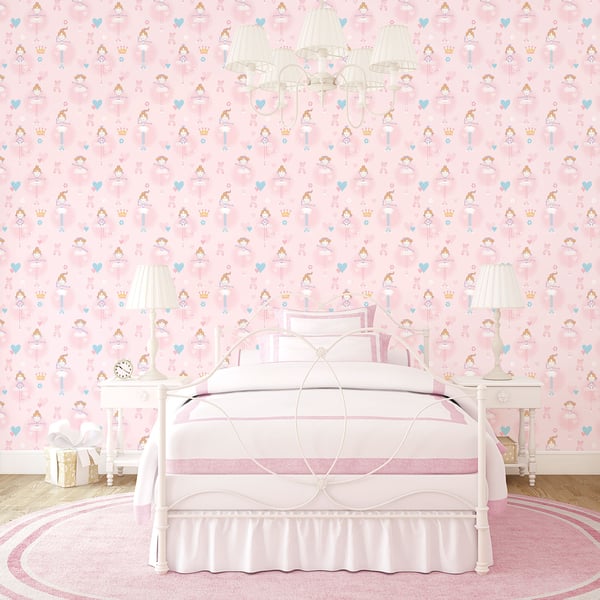 Pink ballerina wallpaper pattern.