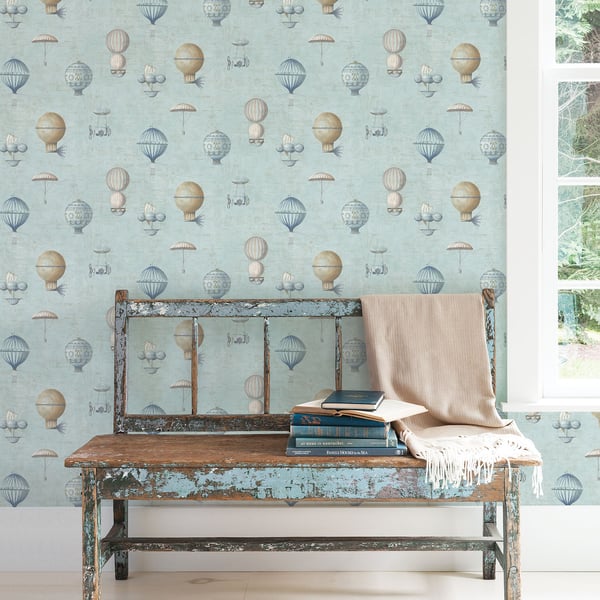 Galerie Wallcoverings Nostalgie Air Ships Galerie Wallcoverings Blue - G56200