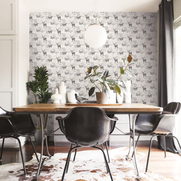 Galerie Wallcoverings Nordic Elements Wildlife Motif Galerie Wallcoverings Silver Grey - G56296