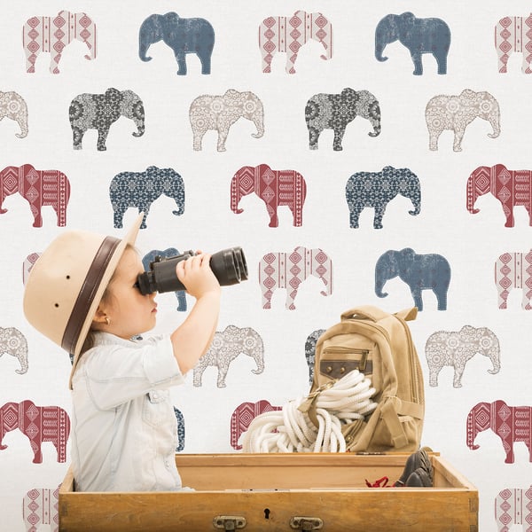 Galerie Wallcoverings Just 4 Kids 2 Elephants Galerie Wallcoverings Multi-coloured, Multi - G56526