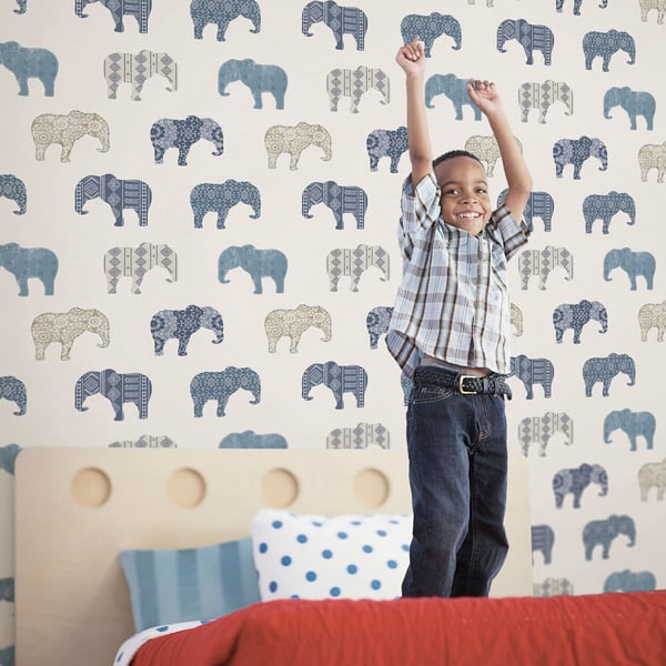 Galerie Wallcoverings Just 4 Kids 2 Elephants Galerie Wallcoverings Blue - G56528