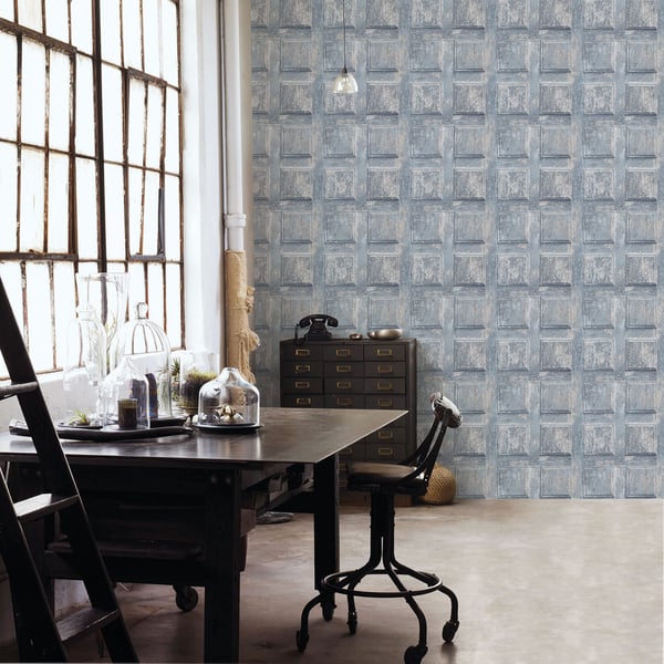 Blue Nostalgie Door wallpaper with vintage door design.