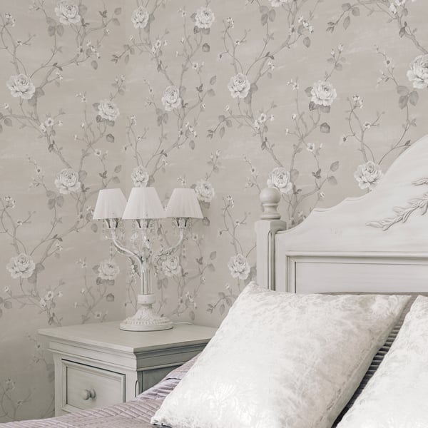 Galerie Wallcoverings Palazzo Floral Vine Galerie Wallcoverings Silver Grey - G67603