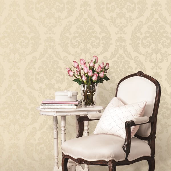 Galerie Wallcoverings Palazzo Silk Damask Galerie Wallcoverings Cream - G67607
