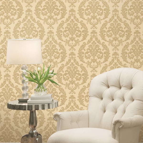 Galerie Wallcoverings Palazzo Silk Damask Galerie Wallcoverings Gold - G67608