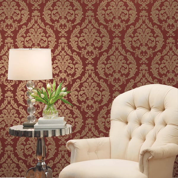 Galerie Wallcoverings Palazzo Silk Damask Galerie Wallcoverings Red - G67612