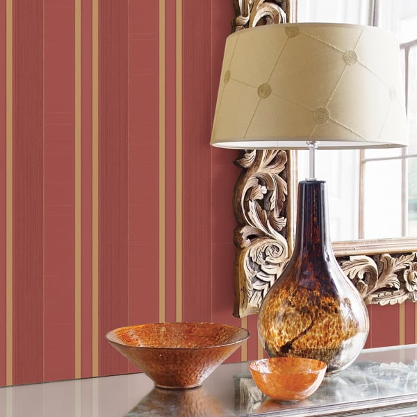 Galerie Wallcoverings Palazzo Silk Stripe Galerie Wallcoverings Red - G67627