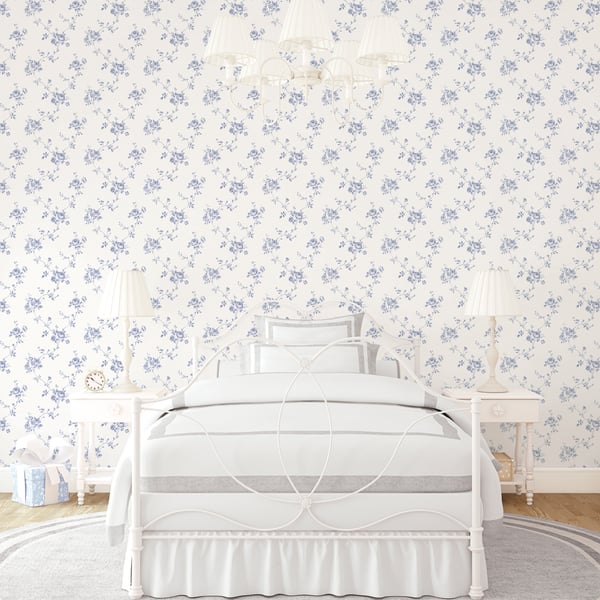 Galerie Wallcoverings Palazzo Floral Rose Galerie Wallcoverings Blue - G67630