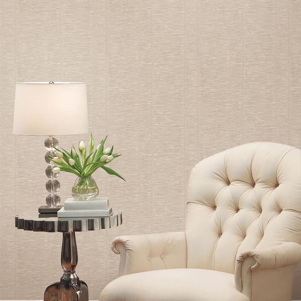 Cream wallpaper with a subtle pleated stripe pattern.