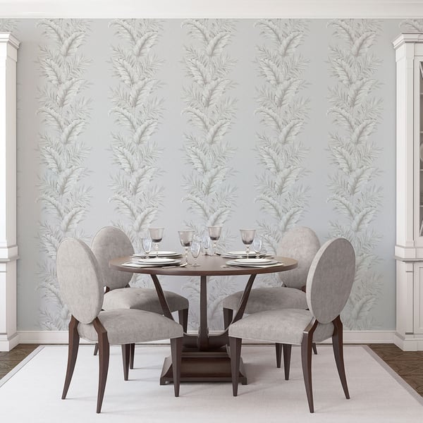 Galerie Wallcoverings Palazzo Fern Stripe Galerie Wallcoverings Silver Grey - G67648