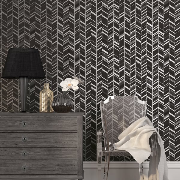 Galerie Wallcoverings Special Fx 2 Glitter Chevrons Galerie Wallcoverings Black - G67716