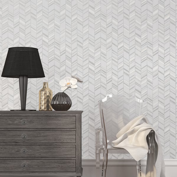 Galerie Wallcoverings Special Fx Glitter Chevrons Galerie Wallcoverings Silver Grey - G67717