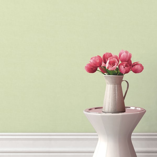 Green plain linen wallpaper swatch