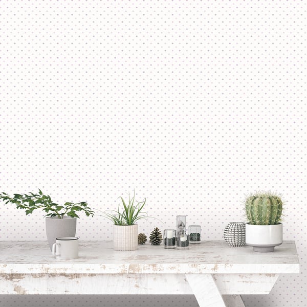 Purple lilac mini floral wallpaper pattern on a pale background.