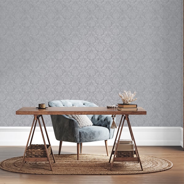 Galerie Wallcoverings Special Fx 2 Special Damask Galerie Wallcoverings Silver Grey - G68090