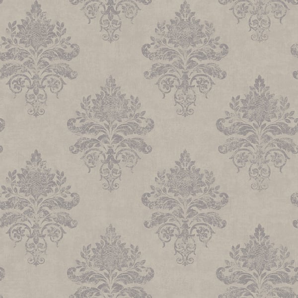 Galerie Wallcoverings Palazzo 2 Medallion Damask Galerie Wallcoverings Silver Grey - G68669