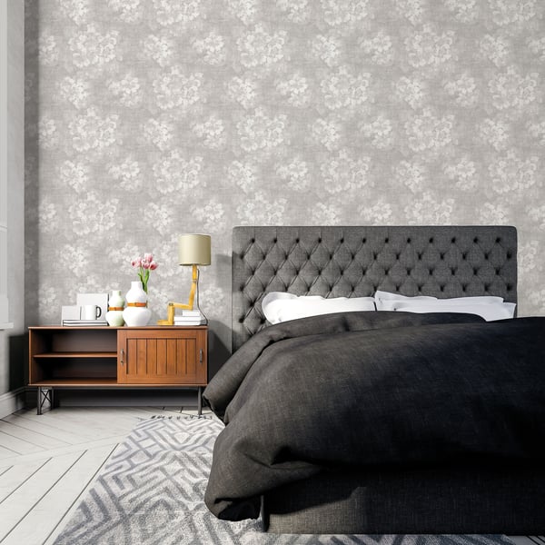 Galerie Wallcoverings Atmosphere Mystic Floral Galerie Wallcoverings Silver Grey - G78260
