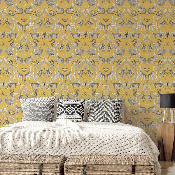 Galerie Wallcoverings Bazaar Menagerie Galerie Wallcoverings Yellow - G78315