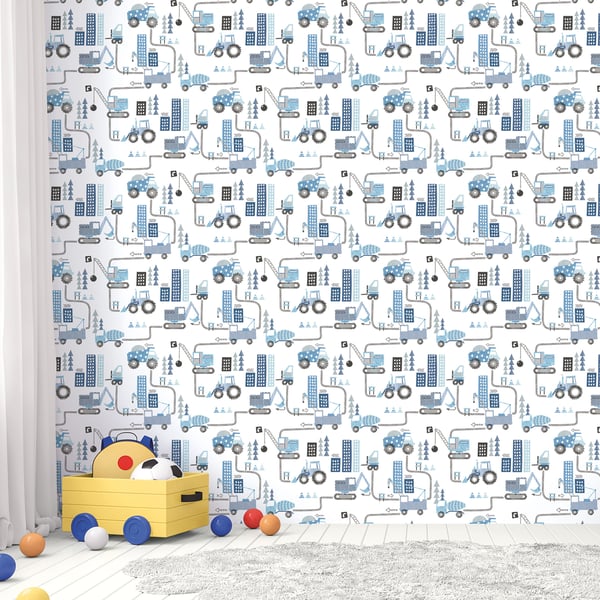 Galerie Wallcoverings Tiny Tots 2 Construction Galerie Wallcoverings Blue - G78360