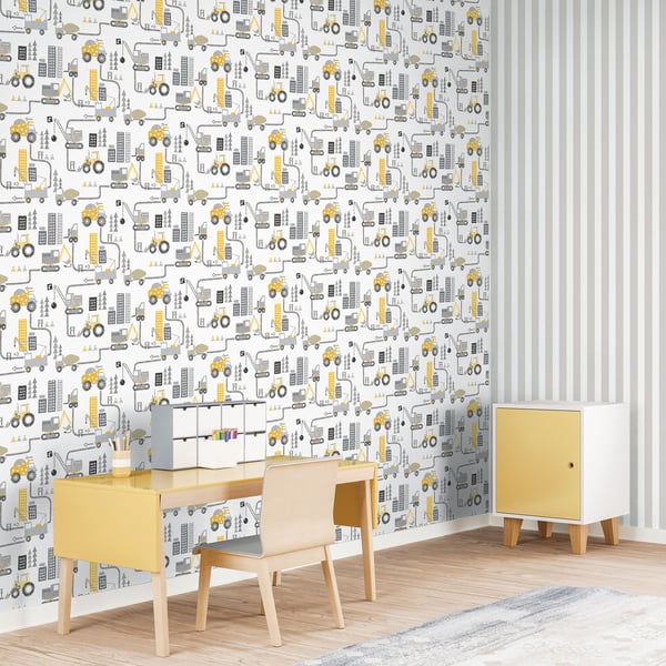 Galerie Wallcoverings Tiny Tots 2 Construction Galerie Wallcoverings Yellow - G78362