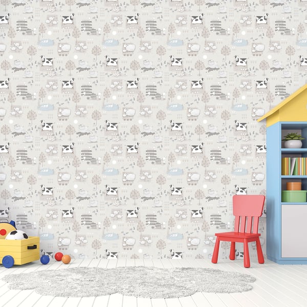 Galerie Wallcoverings Tiny Tots 2 Farmland Galerie Wallcoverings Silver Grey - G78375