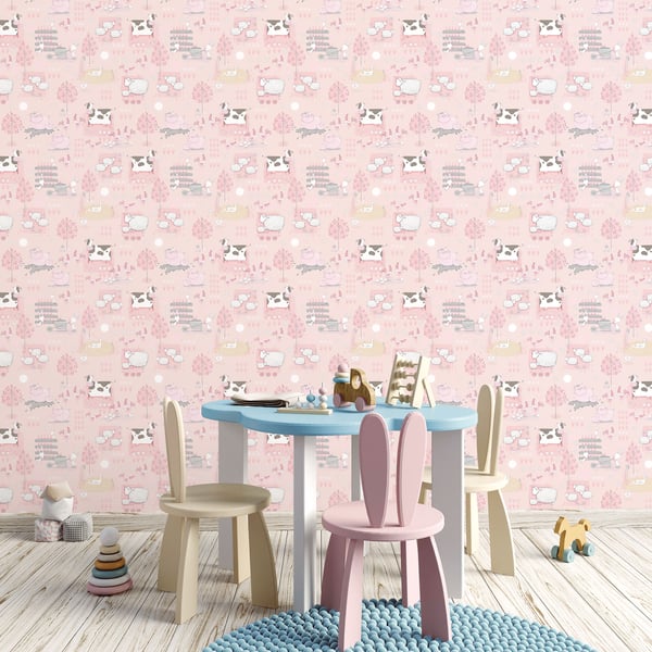 Galerie Wallcoverings Tiny Tots 2 Farmland Galerie Wallcoverings Pink - G78376
