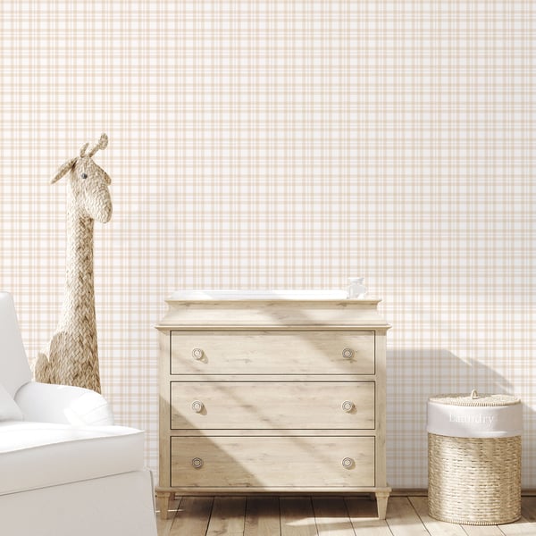 Galerie Wallcoverings Tiny Tots 2 Plaid Galerie Wallcoverings Beige - G78393