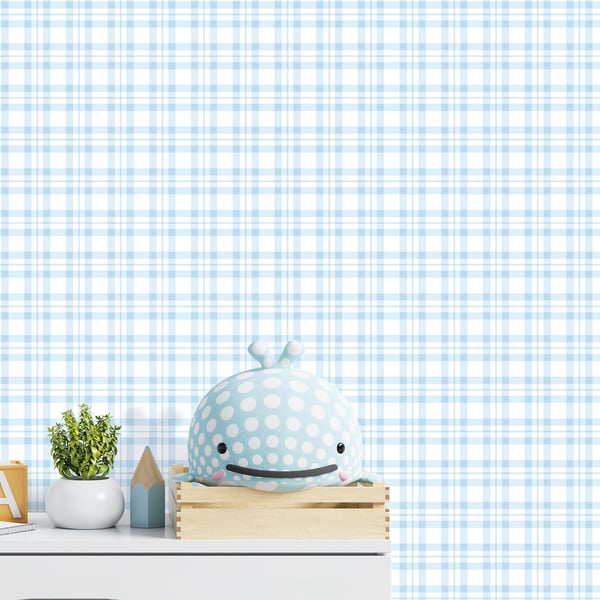 Galerie Wallcoverings Tiny Tots 2 Plaid Galerie Wallcoverings Blue - G78395