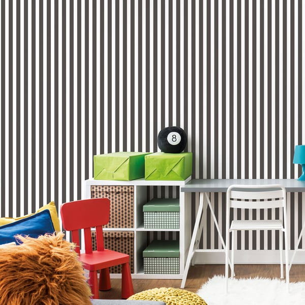 Galerie Wallcoverings Tiny Tots 2 Regency Stripe Galerie Wallcoverings Black - G78399