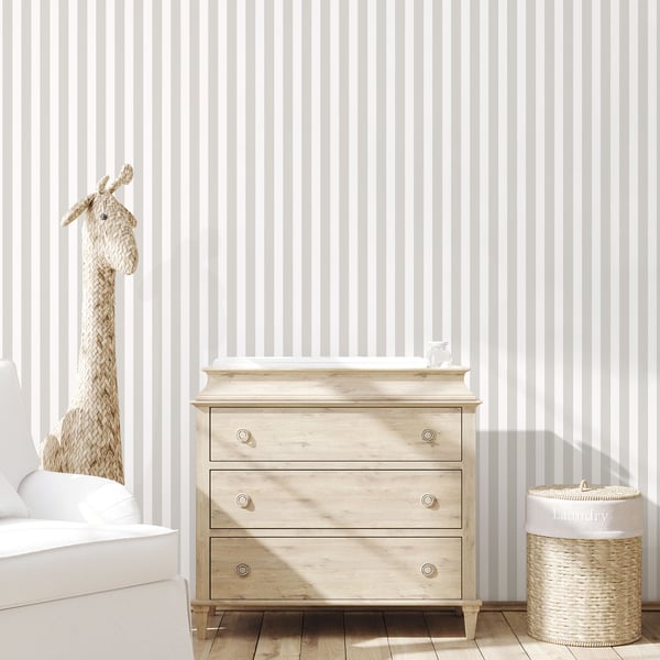 Galerie Wallcoverings Tiny Tots 2 Regency Stripe Galerie Wallcoverings Silver Grey - G78401
