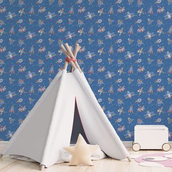Galerie Wallcoverings Tiny Tots 2 Spaceships Galerie Wallcoverings Blue - G78411
