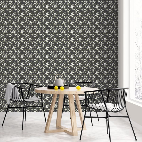 Galerie Wallcoverings Secret Garden Anenome Mini Galerie Wallcoverings Black - G78480